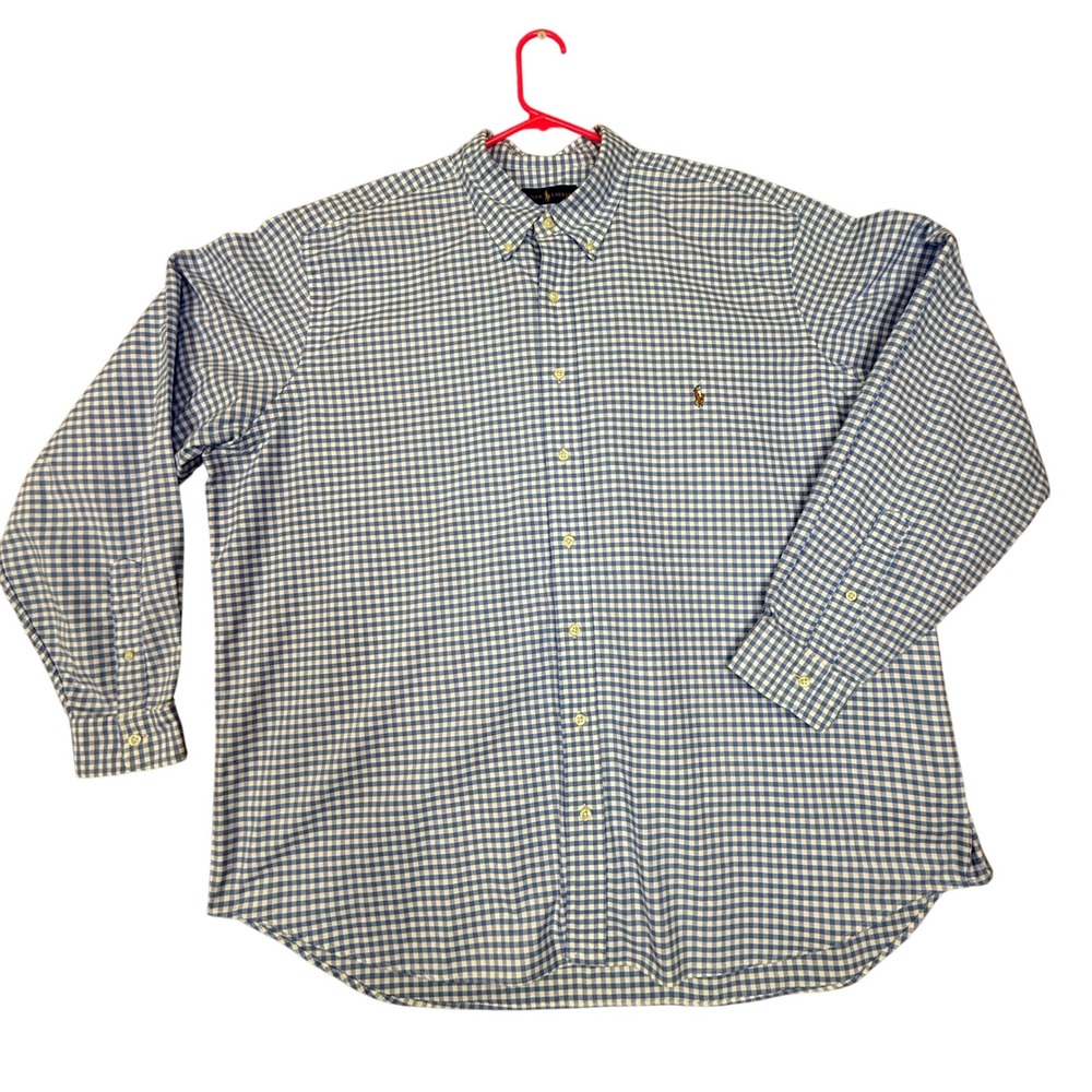 Ralph Lauren 2XB‎ Blue Gingham Check Button Down Long Sleeve Shirt